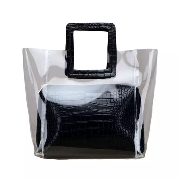 2 n 1 Clear Tote Bag with Croc Effect - Picture 2 of 8